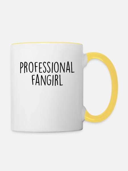 professionelle fangirl - Tasse zweifarbig - Weiß/Gelb
