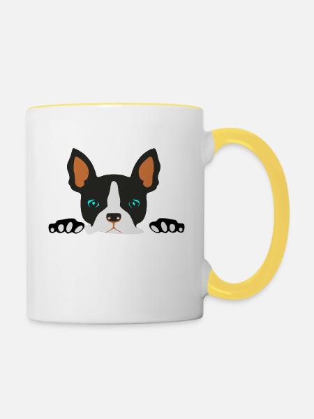 Bulldogge mit Beinen - Tasse zweifarbig - Weiß/Gelb