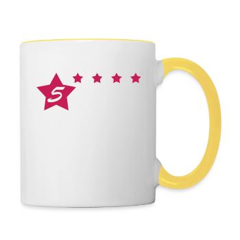 5 Sterne Schwester Geschenk Idee beste Schwester - Tasse zweifarbig - Weiß/Gelb - Rechts