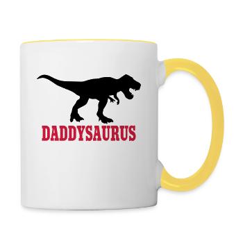 Daddy Saurus - Tasse zweifarbig - Weiß/Gelb - Rechts