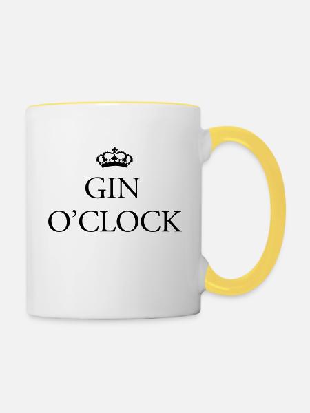 Gin O'Clock - Tasse zweifarbig - Weiß/Gelb