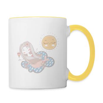 sirène | soleil - Mug contrasté - blanc/jaune - Droite