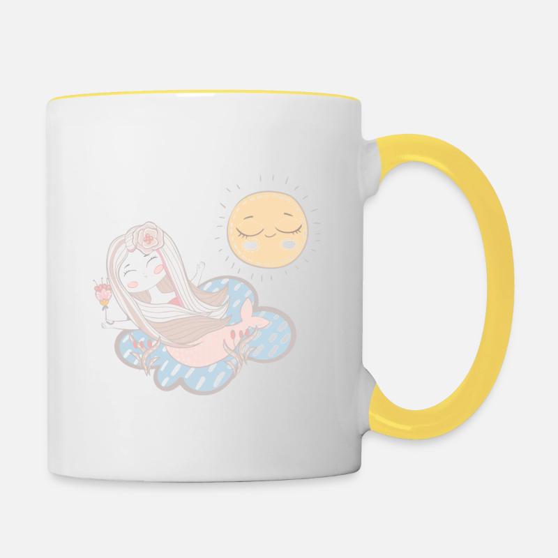 sirène | soleil - Mug contrasté - blanc/jaune