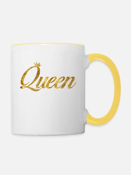 Königin - Tasse zweifarbig - Weiß/Gelb
