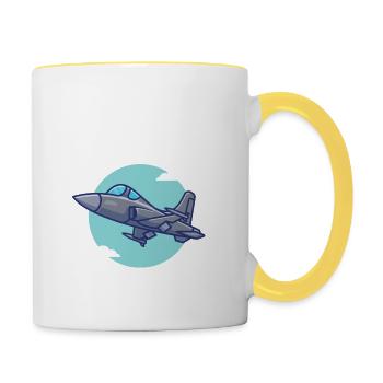 Kampfflugzeug - militärischer Kampfjet - Tasse zweifarbig - Weiß/Gelb - Rechts