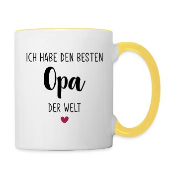 Ich habe den Besten Opa der Welt / Bester Opa 2021 - Tasse zweifarbig - Weiß/Gelb - Rechts
