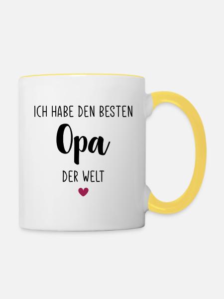 Ich habe den Besten Opa der Welt / Bester Opa 2021 - Tasse zweifarbig - Weiß/Gelb