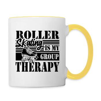 Rollschuhlaufen Geschenk - Tasse zweifarbig - Weiß/Gelb - Rechts