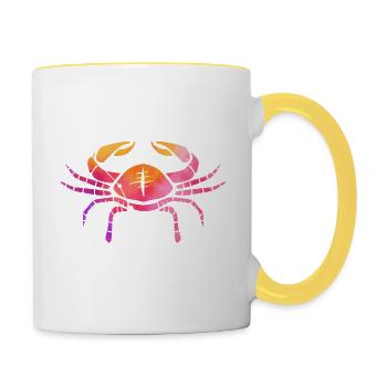 Cancer Signe astrologique Horoscope Astrologie - Mug contrasté - blanc/jaune - Droite