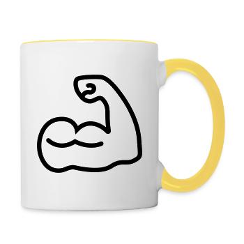 Muscles biceps icon - Contrasting Mug - white/yellow - Right