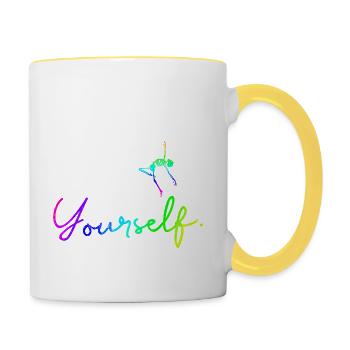 Rainbow Flag I LGBT Pride Month Parade I Dare To - Contrasting Mug - white/yellow - Right