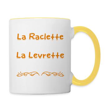 La raclette c'est bien la levrette c'est mieux - Mug contrasté - blanc/jaune - Droite