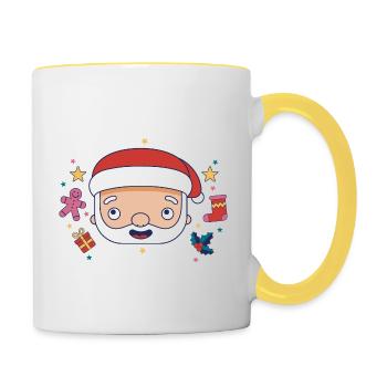 Noël est arrivé! Père Noël - Mug contrasté - blanc/jaune - Droite