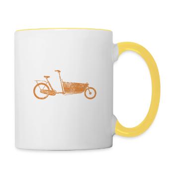 Coole Mamas fahren Lastenfahrrad - Tasse zweifarbig - Weiß/Gelb - Rechts