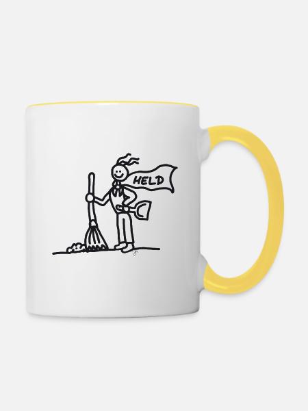 Helfer Held Garderobendienst schwarz - Tasse zweifarbig - Weiß/Gelb