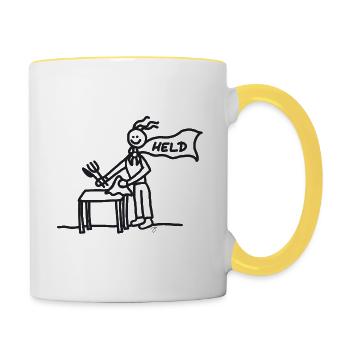Helfer Held Tischdienst schwarz - Tasse zweifarbig - Weiß/Gelb - Rechts