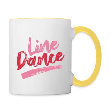 Linedance Linedancing Country Fan - Geschenk - Tasse zweifarbig - Weiß/Gelb - Rechts