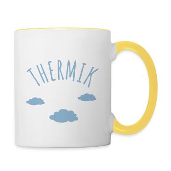 Muss los die Thermik ruft - Segelflugzeug - Tasse zweifarbig - Weiß/Gelb - Rechts