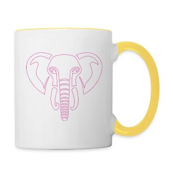 Elephant Majesty: elephant's head print, pink - Contrasting Mug - white/yellow - Right