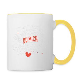 Willst du mich heiraten - Tasse zweifarbig - Weiß/Gelb - Rechts
