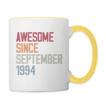Bogosse born in September 1994 birthday gift - Contrasting Mug - white/yellow - Right