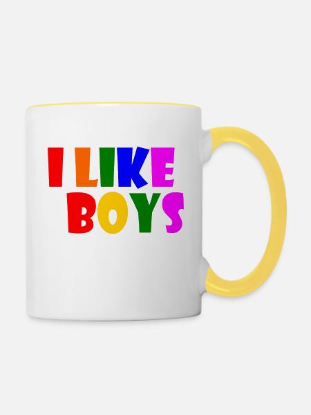 I like boys - Tasse zweifarbig - Weiß/Gelb