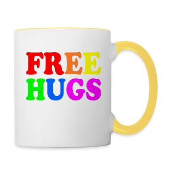 Free hugs - Contrasting Mug - white/yellow - Right
