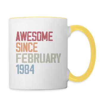 Février 1984, 40e anniversaire 1984 Fevrier 40 ans - Mug contrasté - blanc/jaune - Droite