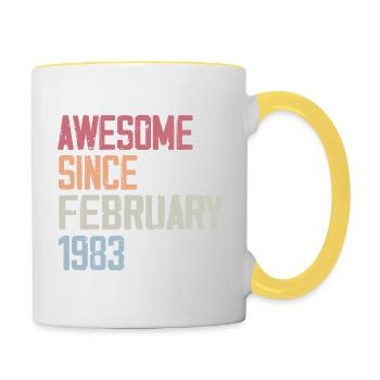Février 1983, 41e anniversaire 1983 Fevrier 41 ans - Mug contrasté - blanc/jaune - Droite
