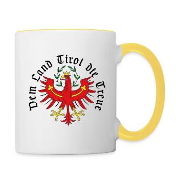 Dem Land Tirol die Treue_schwarz - Tasse zweifarbig - Weiß/Gelb - Rechts