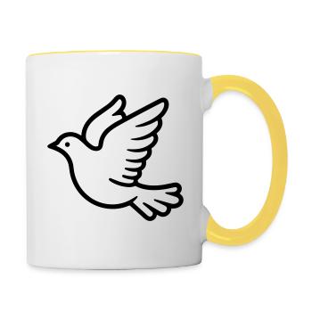 Taube - Tasse zweifarbig - Weiß/Gelb - Rechts