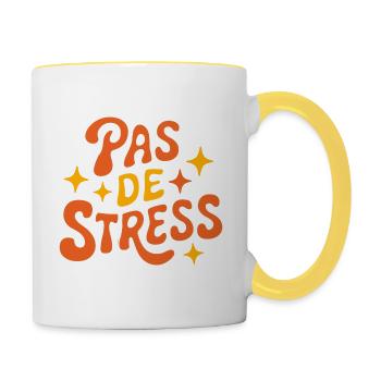 Pas de stress - Mug contrasté - blanc/jaune - Droite