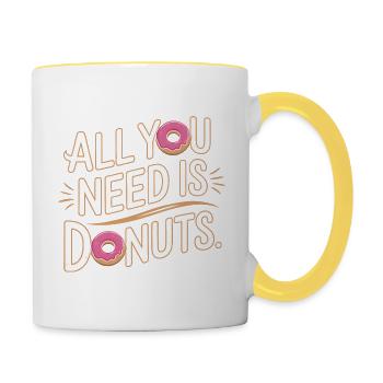 All you need is donuts - Mug contrasté - blanc/jaune - Droite