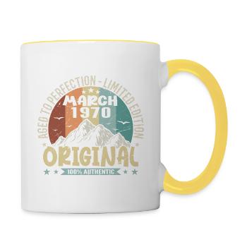 55th Anniversary March 1970, March 1970 - Contrasting Mug - white/yellow - Right