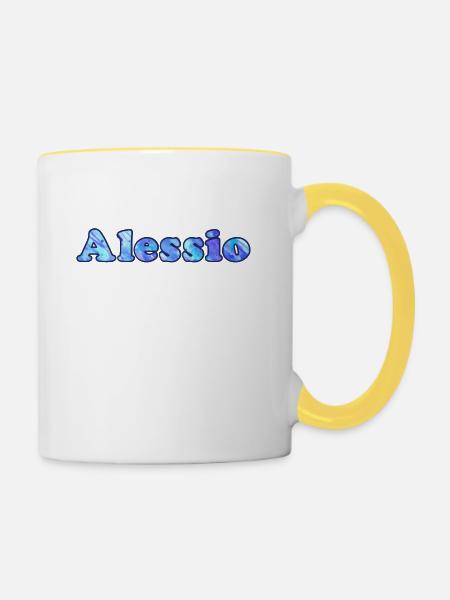 Name: Alessio - Tasse zweifarbig - Weiß/Gelb