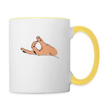 Haha! Lustiges Bild hineingeschaut Finder Loch - Tasse zweifarbig - Weiß/Gelb - Rechts