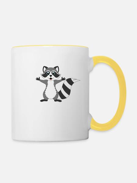 Waschbär - Tasse zweifarbig - Weiß/Gelb