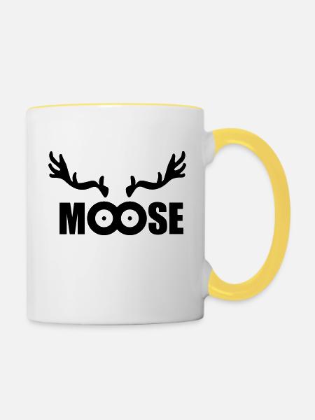 Moose (black) - Tasse zweifarbig - Weiß/Gelb