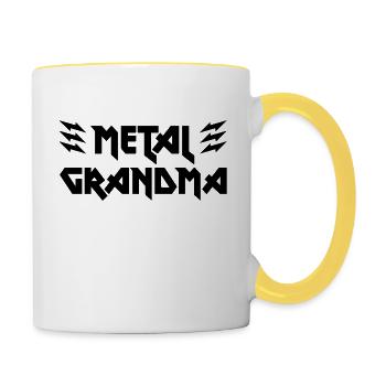 Cadeau de coupe de chemise de famille de grand-mère en métal - Mug contrasté - blanc/jaune - Droite