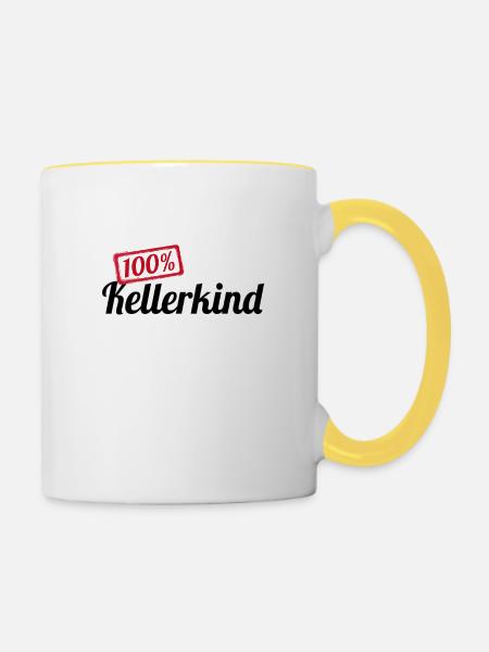 Kellerkind 100% Pc Informatik Geschenk - Tasse zweifarbig - Weiß/Gelb