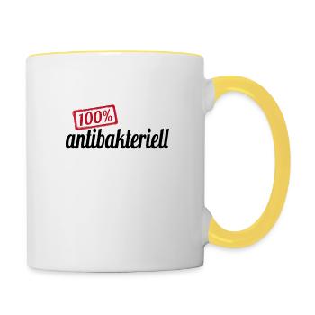 100% antibakteriell gegen Krankheit Geschenk - Tasse zweifarbig - Weiß/Gelb - Rechts