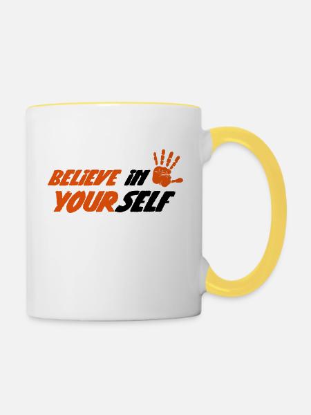 Glaub an dich - Tasse zweifarbig - Weiß/Gelb