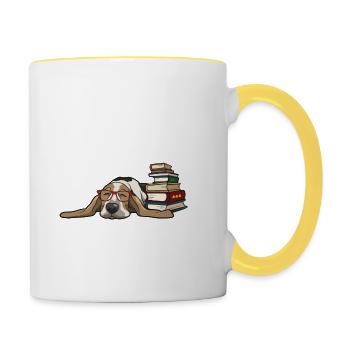 Basset - Tasse zweifarbig - Weiß/Gelb - Rechts