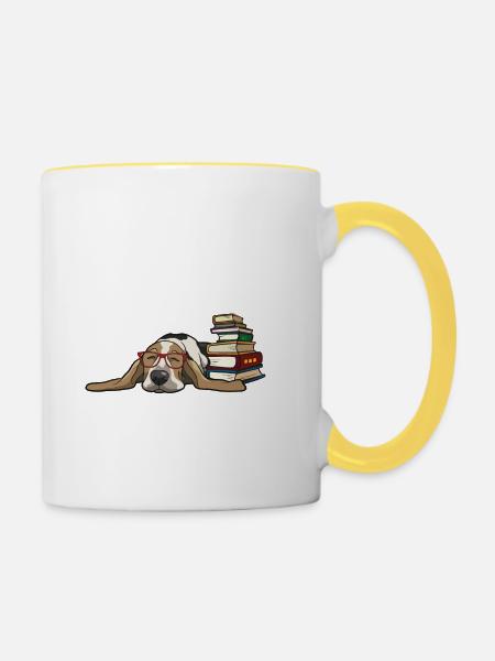 Basset - Tasse zweifarbig - Weiß/Gelb