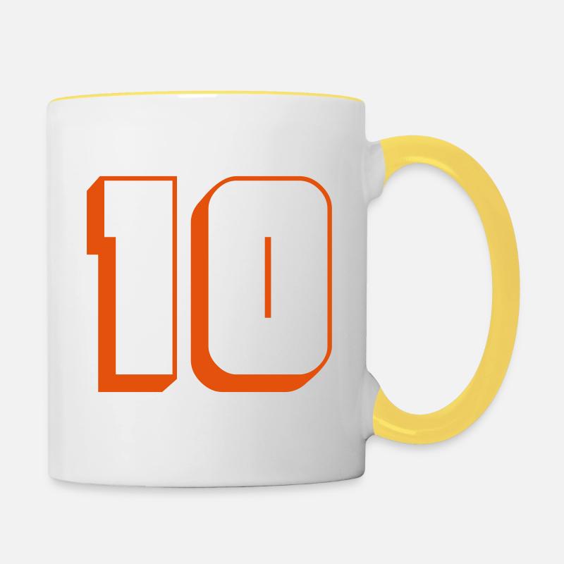 Jersey number 10 - Contrasting Mug - white/yellow