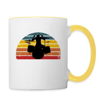 I Prefer The Drummer Funny Drummer Design - Contrasting Mug - white/yellow - Right
