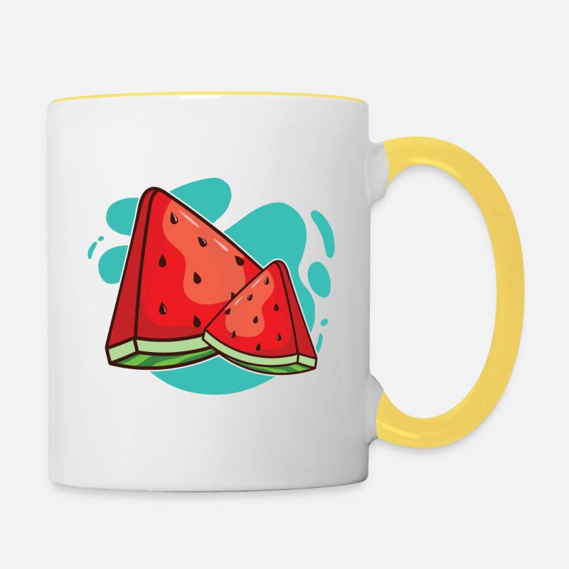 Wassermelone - Tasse zweifarbig - Weiß/Gelb
