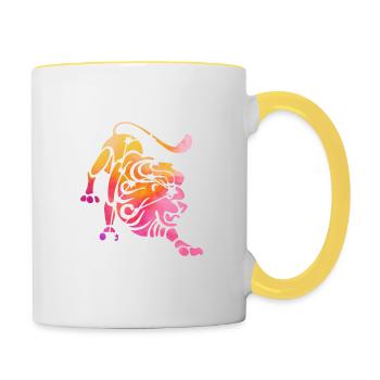 Lion Signe astrologique Horoscope Astrologie - Mug contrasté - blanc/jaune - Droite