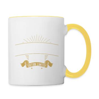 87 Ans Anniversaire Vintage Né(e) en Juillet 1935 - Mug contrasté - blanc/jaune - Droite