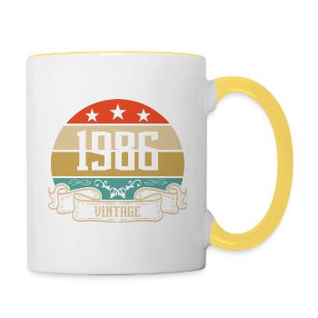 1986 Vintage Birthday Retro Classic - Contrasting Mug - white/yellow - Right